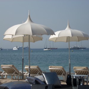 White umbrella reception